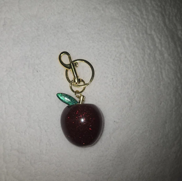 Red Apple Keychain with Gold Accents - Picture 3 of 3